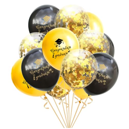 Graduierungsparty-Dekoration Klasse 2023 schwarzgoldene Konfetti-Luftballons Abschluss-Latex-Luftballons 15 Stück Klasse 2023-Dekoration Abschluss-Luftballons Abschluss-Party-Latex-Luftballons Glückwu von Pzzsdato