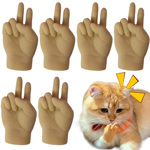 Kleine Hände für Katzen 6 Stück realistische Mini-Hände mit V-Zeichen dehnbare kleine Hände Silikon lustig interaktiv kleine Hände zum Streicheln Streiche kleine Hände kleine Hände für Finger kleine H von Pzzsdato