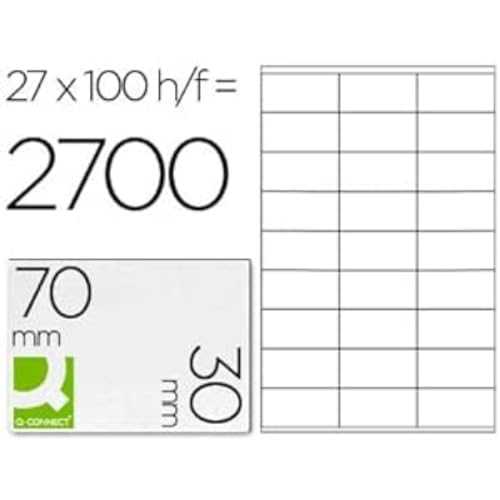 Q-CONNECT Etiketten Selbstklebend / 70 x 30 mm / 100 Blatt A4 / Weiß/Adressaufkleber Bedruckbar Adressetiketten Aufkleber Universal Klebeetiketten Haushaltsetiketten Q-CONNECT Etiketten Selbstklebend / 70 x 30 mm / 100 Blatt A4 / Weiß/Adressaufkleber Bedruckbar Adressetiketten Aufkleber Universal Klebeetiketten Haushaltsetiketten von Q-Connect