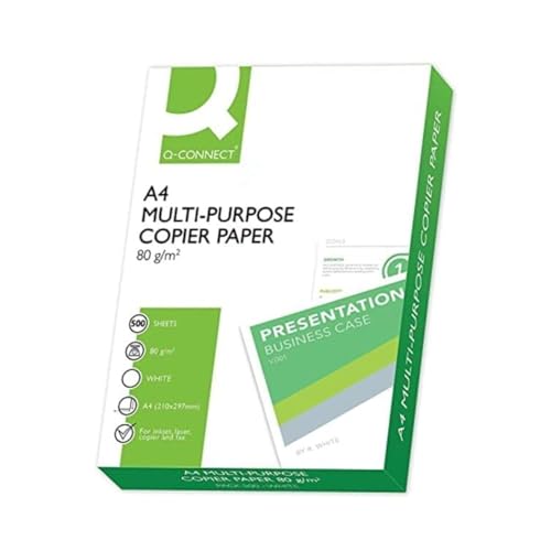 Q-CONNECT KF01087 Kopierpapier Druckerpapier / DIN A4, 80g/m²/ 1 x 500 Blatt/ Qualitätsklasse - B / Universalpapier / für Zuhause Büro und das Homeoffice/ Multifunktions-Papier von Q-Connect