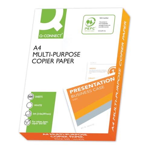 Q-CONNECT KF10057 Kopierpapier Druckerpapier/DIN A4, 75g/m²/ 1 x 500 Blatt/Qualitätsklasse - C/Universalpapier/für Zuhause Büro und das Homeoffice/Multifunktions-Papier von Q-Connect
