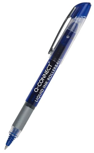 Q-CONNECT Kugelschreiber/Fineliner/Blauschreibender Kugelschreiber/ 1 Stück/Schnelltrocknende und haltbare Tinte/Ideal für das Büro, das Home Office oder die Schule/Zwinge mit Clip von Q-Connect
