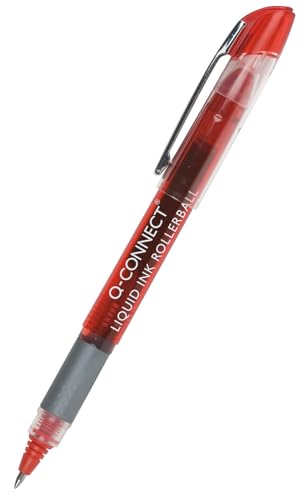 Q-CONNECT Kugelschreiber/Stift mit roter Tinte/ 1 Stück/Schnelltrocknende und haltbare Tinte/Ideal für das Büro, das Home Office oder die Schule/Zwinge mit Clip von Q-Connect