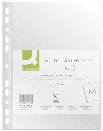 Q-Connect 19390 Tasche Polypropylen Eco perforiert genarbt antistatisch A4 6/100e 100 Stück 210 x 297 mm sortiert Q-Connect 19390 Tasche Polypropylen Eco perforiert genarbt antistatisch A4 6/100e 100 Stück 210 x 297 mm sortiert von Q-Connect