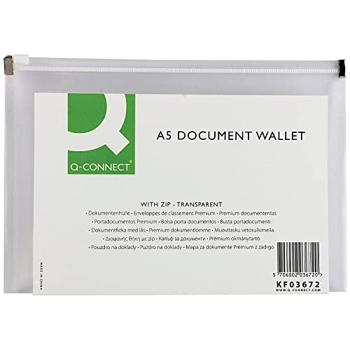 Q Connect A5 Dokument Zip Wallet – Transparent von Q-Connect