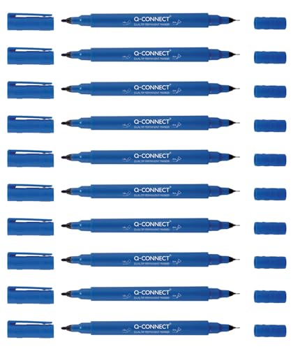 Q-Connect CD DVD BD Marker Doppelspitze/Marker Stift Stärke: mit einer ultrafeinen 0,4 mm Harzspitze und einer 1,0 mm Acrylfeder/Blau / 10 Stück - 10er Pack/Wasserfest/Ungiftig Q-Connect CD DVD BD Marker Doppelspitze/Marker Stift Stärke: mit einer ultrafeinen 0,4 mm Harzspitze und einer 1,0 mm Acrylfeder/Blau / 10 Stück - 10er Pack/Wasserfest/Ungiftig von Q-Connect