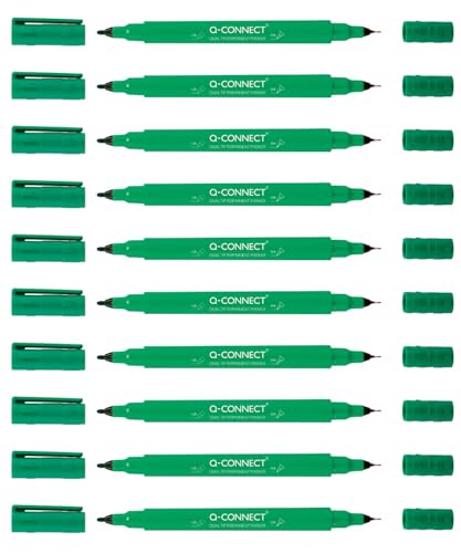 Q-Connect CD DVD BD Marker Doppelspitze/Marker Stift Stärke: mit einer ultrafeinen 0,4 mm Harzspitze und einer 1,0 mm Acrylfeder/Grün / 10 Stück - 10er Pack/Wasserfest/Ungiftig Q-Connect CD DVD BD Marker Doppelspitze/Marker Stift Stärke: mit einer ultrafeinen 0,4 mm Harzspitze und einer 1,0 mm Acrylfeder/Grün / 10 Stück - 10er Pack/Wasserfest/Ungiftig von Q-Connect