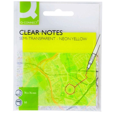 Q-Connect Haftnotiz PP - 76 x 76 mm halbtransparent gelb 50 Blatt. von Q-Connect