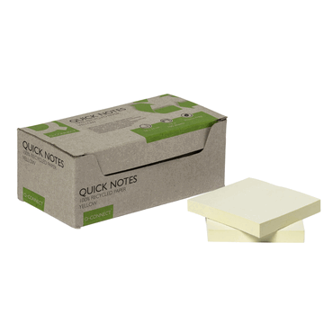 Q-Connect Haftnotizblock Recycling - gelb 76 x 76 mm 100 Blatt 12er Bo von Q-Connect