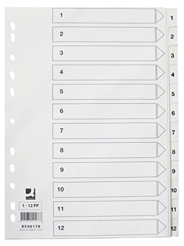 Q-Connect KF00178 Zahlenregister - 1-12, PP, A4, 12 Blatt, weiß Q-Connect KF00178 Zahlenregister - 1-12, PP, A4, 12 Blatt, weiß von Q-Connect