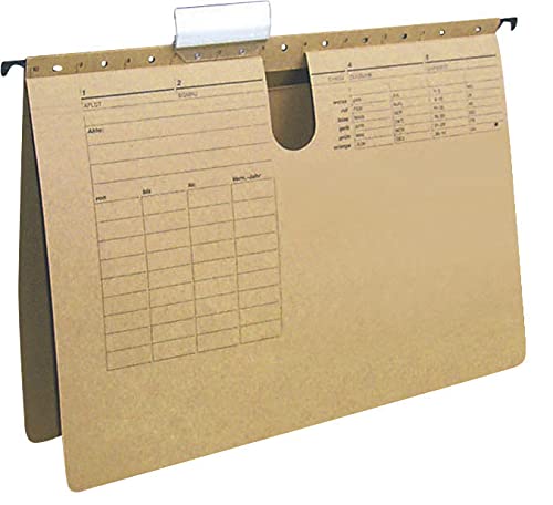 Q-Connect KF00554 Hängehefter/Hängemappen Für A4 Farbe: Braun/Natronkarton, Heftung aus 250g/qm / 25 Stück/Schwarzer Organisationsdruck/mit auswechselbaren Blanco-Schildchen/Blauer Engel Q-Connect KF00554 Hängehefter/Hängemappen Für A4 Farbe: Braun/Natronkarton, Heftung aus 250g/qm / 25 Stück/Schwarzer Organisationsdruck/mit auswechselbaren Blanco-Schildchen/Blauer Engel von Q-Connect