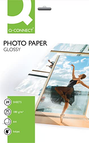 Q-Connect KF01103 Inkjet-Photopapiere, A4, 180 g/qm, 20 Blatt weiß von Q-Connect