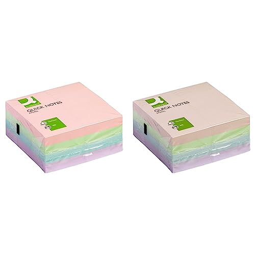 Q-Connect KF01347 Haftnotizen Haftnotizblock 76x76mm pastell (Packung mit 2) von Q-Connect