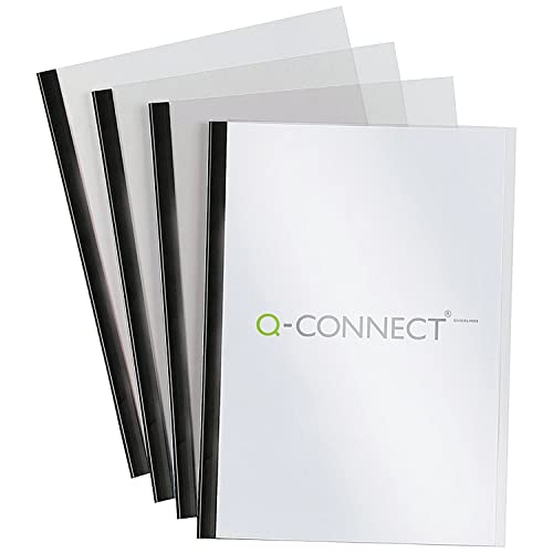 Q-Connect KF01926 Klemmschienen- und Deckblattset A4 5 mm 20 Stück – Schwarz 100 Stück von Q-Connect