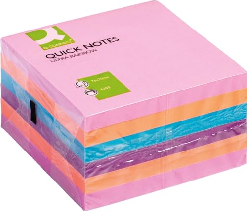 Q-Connect KF02515 Haftnotizen Haftnotizblock Rainbow 6 Stück Ul von Q-Connect