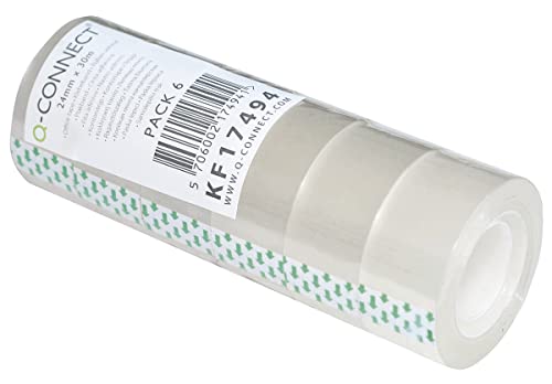 Q-Connect KF17494 Transparentes Klebefilm Klebeband / 6 Rollen / 24 mm x 30 m/für Schule, Heim und Büro von Q-Connect