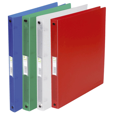 Q-Connect Ringbuch transparent - A4 4-Ring Ring-Ø 16 mm rot gedeckt. von Q-Connect