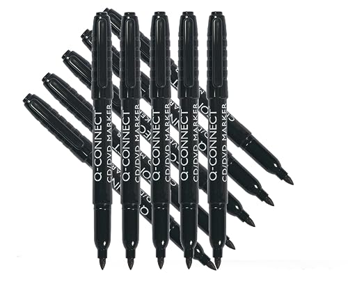 Q Connect Rundspitze Marker Fine Bullet Tip KF02300, schwarz, Pack of 10 (mit 1 mm breite Kugelspitze) von Q-Connect