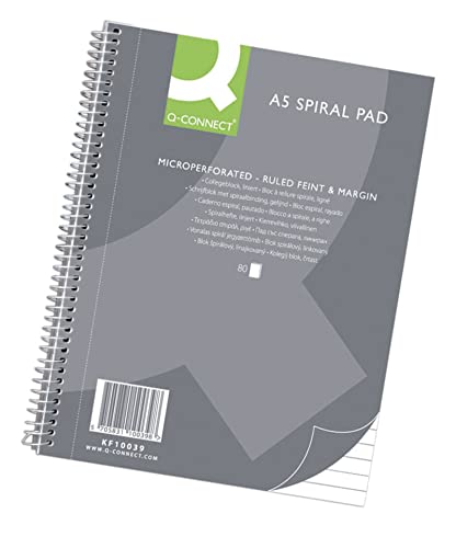 Q-Connect Spiral-Notizblock A5 Liniert / 80 Blatt / 160 Seiten/Notizbuch Spiralblock Collegeblock/Notizblock mit Spiralbindung/Schulblock Schreibblock Q-Connect Spiral-Notizblock A5 Liniert / 80 Blatt / 160 Seiten/Notizbuch Spiralblock Collegeblock/Notizblock mit Spiralbindung/Schulblock Schreibblock von Q-Connect