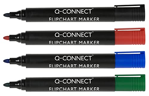 Q Connect sortiert Rundspitze Flipchart Marker (Packung mit 4) von Q-Connect