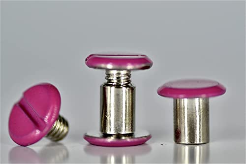 Buchschrauben 7mm | 30 Stück | pink-silber | Ledernietenset/Gürtelschrauben |Ziernieten, Schraubnieten | Verbindungsschrauben für Westerntrense, Messergriff, Taschenzubehör zum Nähen etc. von Q Tools