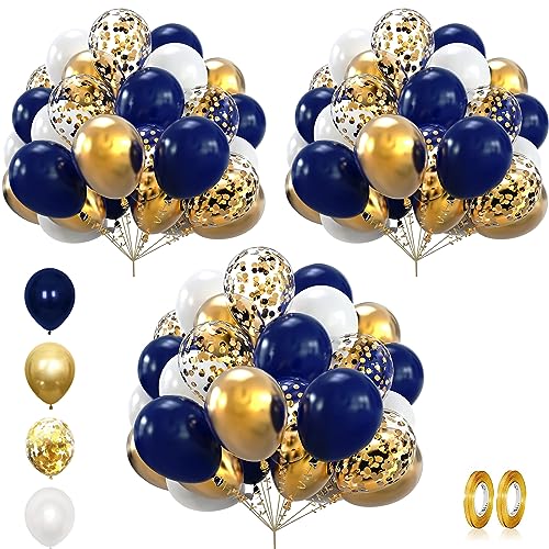 Q-WOOFF Marine Blau Und Gold Luftballon Set, Luftballons Blau, 60 Stück 12 Zoll Dunkelblaue Ballonsets,Luftballon Girlande Blau，Für Babyparty, Geburtstagsdekoration (Navy blau) von Q-WOOFF