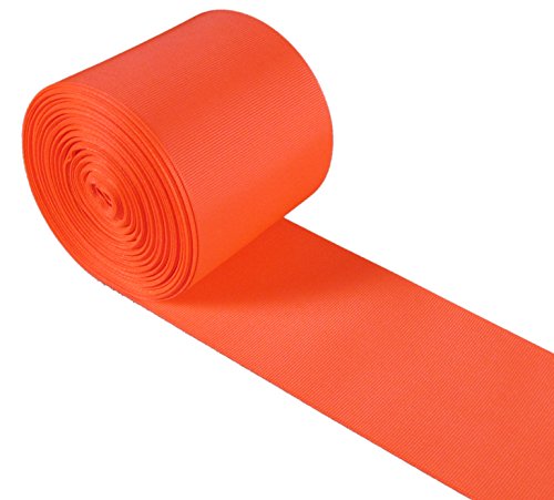 Q-YO 5,7 cm - 7,6 cm Ripsband für Cheer Bow, Geschenkverpackung, florales Design, Haarspange, Nähen, Hochzeits-Brautstrauß-Dekoration. (4,5 m 7,6 cm Ripsband, Neonorange) von Q-YO