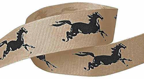 Ripsband, 2,2 cm, Cowgirl/Pferd, Set für Geschenkverpackung, Haarschleife, Clip, Zubehör, Basteln, Dekoration (9,1 m - 2 x 4,5 m, 2,2 cm, Pferdebraun/Schwarz) von Q-YO