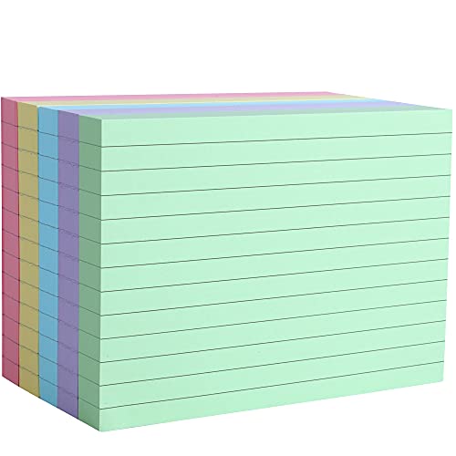 Qainjg A6-Karteikarten, liniert, Revisionskarten, Karteikarten für Büro, Schule, Lernen, 5 Farben, 400 Stück von QAINJG