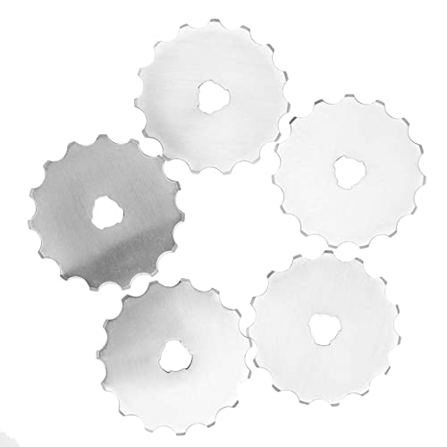 QANYEGN 5 Stück Ersatzklingen Rundklingen mit Gehäkelten Kanten, 45 mm Stahl Ersatz Rollschneider Klingen Hochscharf für Rotatoren Schneider zum Schneiden von Patchwork, Leder, Stoff und Papier QANYEGN 5 Stück Ersatzklingen Rundklingen mit Gehäkelten Kanten, 45 mm Stahl Ersatz Rollschneider Klingen Hochscharf für Rotatoren Schneider zum Schneiden von Patchwork, Leder, Stoff und Papier von QANYEGN