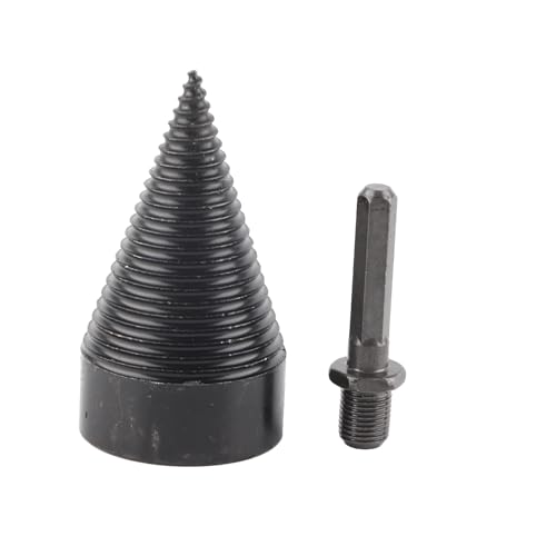 QANYEGN Brennholzbohrer, Kegelbrennholz Splitter, Holzschuh Splitter Kohlenstoffstahlkegel Hex Shank Bohrwerkzeug Schwarz (50mm) von QANYEGN