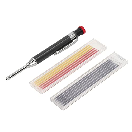 QANYEGN Mechanischer Schreinerstift, langes Nased Deep Hole Mechanical Bleistift, 12 Langzeitnase Langes Tiefloch -Schreiner -Bleistift -Kit für Holzbearbeitung nachfüllen (Black) von QANYEGN