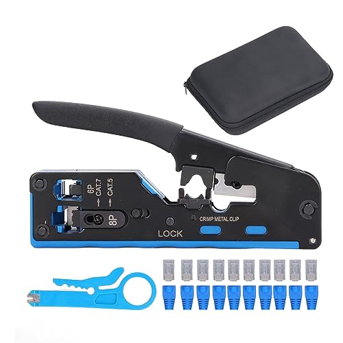 RJ45 CRIMP -Tool -Kit, Pass durch Crimper, Multi funktionelle Ethernet -Crimping -Zange für 8p 6p RJ -Anschluss Crimp -Schneiden abgestreift von QANYEGN