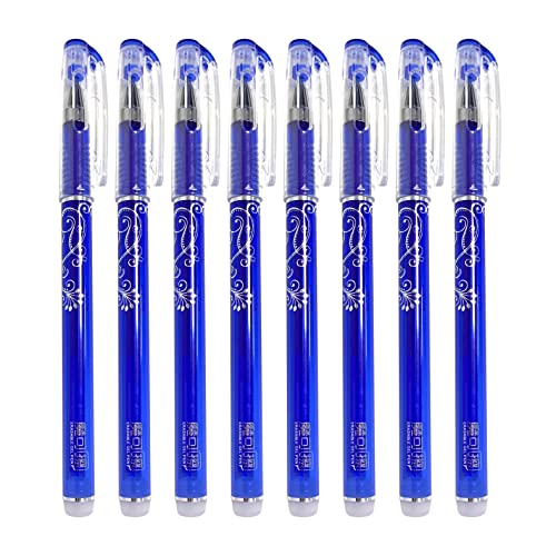 QAQHZW 8 Stücke Ink Radierbar Kugelschreiber Löschbare Gelstifte Friction Pens Set 0.5MM Tintenroller Stift für Kinder Erwachsene Studenten (Blaue) von QAQHZW