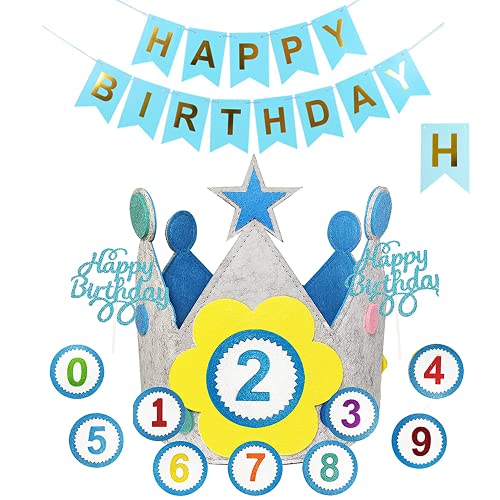 QAQHZW Geburtstagskrone Kinder Krone Basteln Mädchen Happy Birthday Partyhüte Junge Geburtstag Krone Stoff mit Auswechselbaren Zahlen von 0-9 Party Deko Set QAQHZW Geburtstagskrone Kinder Krone Basteln Mädchen Happy Birthday Partyhüte Junge Geburtstag Krone Stoff mit Auswechselbaren Zahlen von 0-9 Party Deko Set von QAQHZW