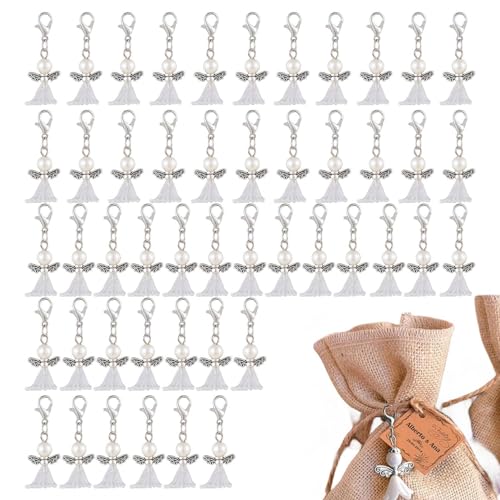 QARIDO Engel-Anhänger-Schlüsselanhänger - Schutzengel-Schlüsselanhänger zum Basteln - 50 Stück DIY Glücksengel Charm Perlenengel Anhänger für Hochzeit von QARIDO