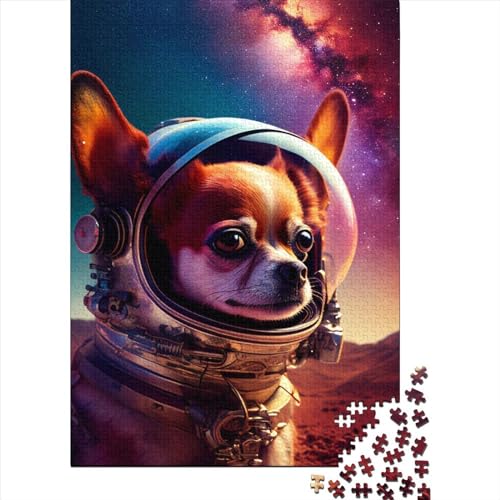 1000 Teile Weltraum-Chihuahua-Puzzles für Erwachsene, Halloween-Geschenkpapier-Puzzles für Teenager, einzigartige Heimdekorationen und Geschenke, 1000 Teile (38 x 26 cm) von QASEYIPV