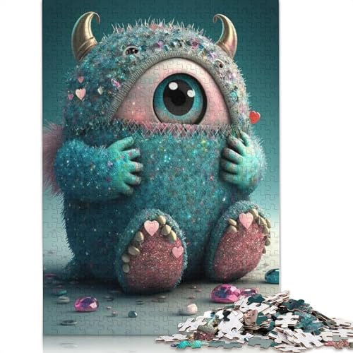 1000-teiliges Puzzle mit niedlichen Monstern für Erwachsene, Halloween-Geschenkpapier für Erwachsene und Jugendliche, 1000-teiliges Lernpuzzle (38 x 26 cm) von QASEYIPV