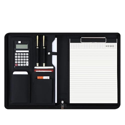 Schreibmappe Ringbuch A4 Konferenz Padfolio Portfolio Ordner Leder Vertrag Datei Ordner for dokument Mann Executive Aktentasche Mit Reißverschluss Aktenmappe(Bronze-A) von QAUUCP