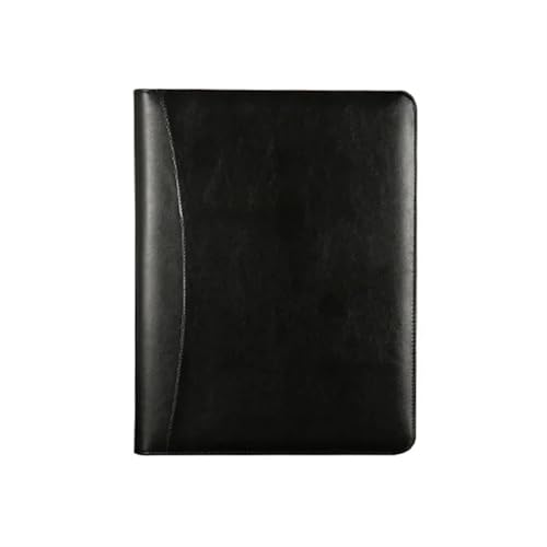 Schreibmappe Ringbuch Dokumentenhalter, multifunktionaler Aktenhalter, Leder, Kartenhalter, Konferenz-Organizer, Ordner, mit Reißverschluss, Geschäftsbriefpapier Aktenmappe(Black) von QAUUCP