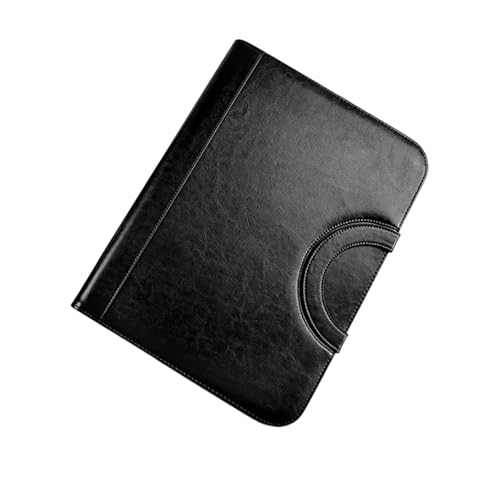 Schreibmappe Ringbuch Konferenzordner Aktentasche mit Reißverschluss, Portfolio, Innenfächer, Mehrzweck-Schul-Dokumentenbox mit großem Fassungsvermögen, Schwarz Aktenmappe(Black) von QAUUCP