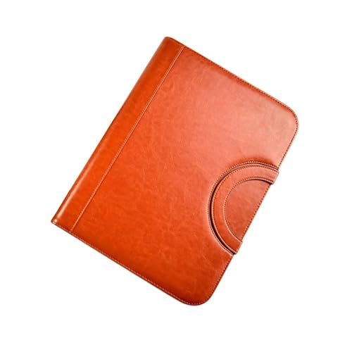 Schreibmappe Ringbuch Konferenzordner Aktentasche mit Reißverschluss, Portfolio, Innenfächer, Mehrzweck-Schul-Dokumentenbox mit großem Fassungsvermögen, Schwarz Aktenmappe(Brown) von QAUUCP