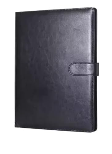 Schreibmappe Ringbuch Multifunktionale A4-Konferenzmappe, Geschäftsbriefpapiermappe, Vertragsaktenmappen aus Leder, Organizer mit Reißverschluss und Kartenhalter Aktenmappe(Black) von QAUUCP
