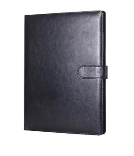 Schreibmappe Ringbuch Multifunktionale A4-Konferenzmappe, Geschäftsbriefpapiermappe, Vertragsaktenmappen aus Leder, Organizer mit Reißverschluss und Kartenhalter Aktenmappe(Black) von QAUUCP