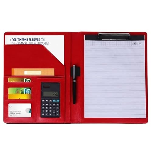 Schreibmappe Ringbuch Multifunktionale A4-Konferenzmappe, Geschäftsbriefpapiermappe, Vertragsaktenmappen aus Leder, Organizer mit Reißverschluss und Kartenhalter Aktenmappe(Black) von QAUUCP