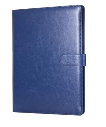 Schreibmappe Ringbuch Multifunktionale A4-Konferenzmappe, Geschäftsbriefpapiermappe, Vertragsaktenmappen aus Leder, Organizer mit Reißverschluss und Kartenhalter Aktenmappe(Blue) von QAUUCP