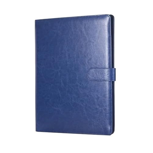 Schreibmappe Ringbuch Multifunktionale A4-Konferenzmappe, Geschäftsbriefpapiermappe, Vertragsaktenmappen aus Leder, Organizer mit Reißverschluss und Kartenhalter Aktenmappe(Blue) von QAUUCP