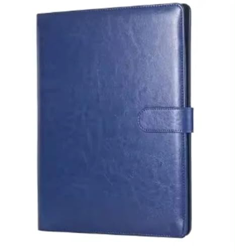 Schreibmappe Ringbuch Multifunktionale A4-Konferenzmappe, Geschäftsbriefpapiermappe, Vertragsaktenmappen aus Leder, Organizer mit Reißverschluss und Kartenhalter Aktenmappe(Blue) von QAUUCP