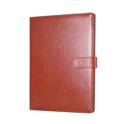 Schreibmappe Ringbuch Multifunktionale A4-Konferenzmappe, Geschäftsbriefpapiermappe, Vertragsaktenmappen aus Leder, Organizer mit Reißverschluss und Kartenhalter Aktenmappe(Brown) von QAUUCP
