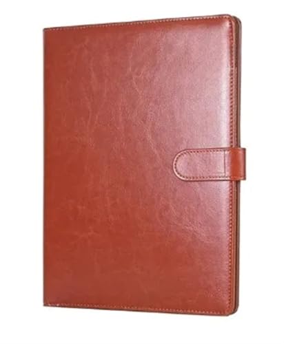 Schreibmappe Ringbuch Multifunktionale A4-Konferenzmappe, Geschäftsbriefpapiermappe, Vertragsaktenmappen aus Leder, Organizer mit Reißverschluss und Kartenhalter Aktenmappe(Brown) von QAUUCP
